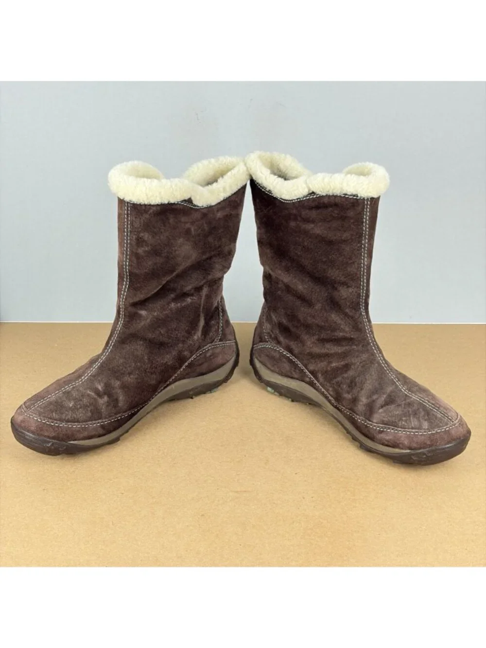 Merrell Yarra Chesnut Suede Boots Womens 9 Brown Insulated Faux Fur Lined